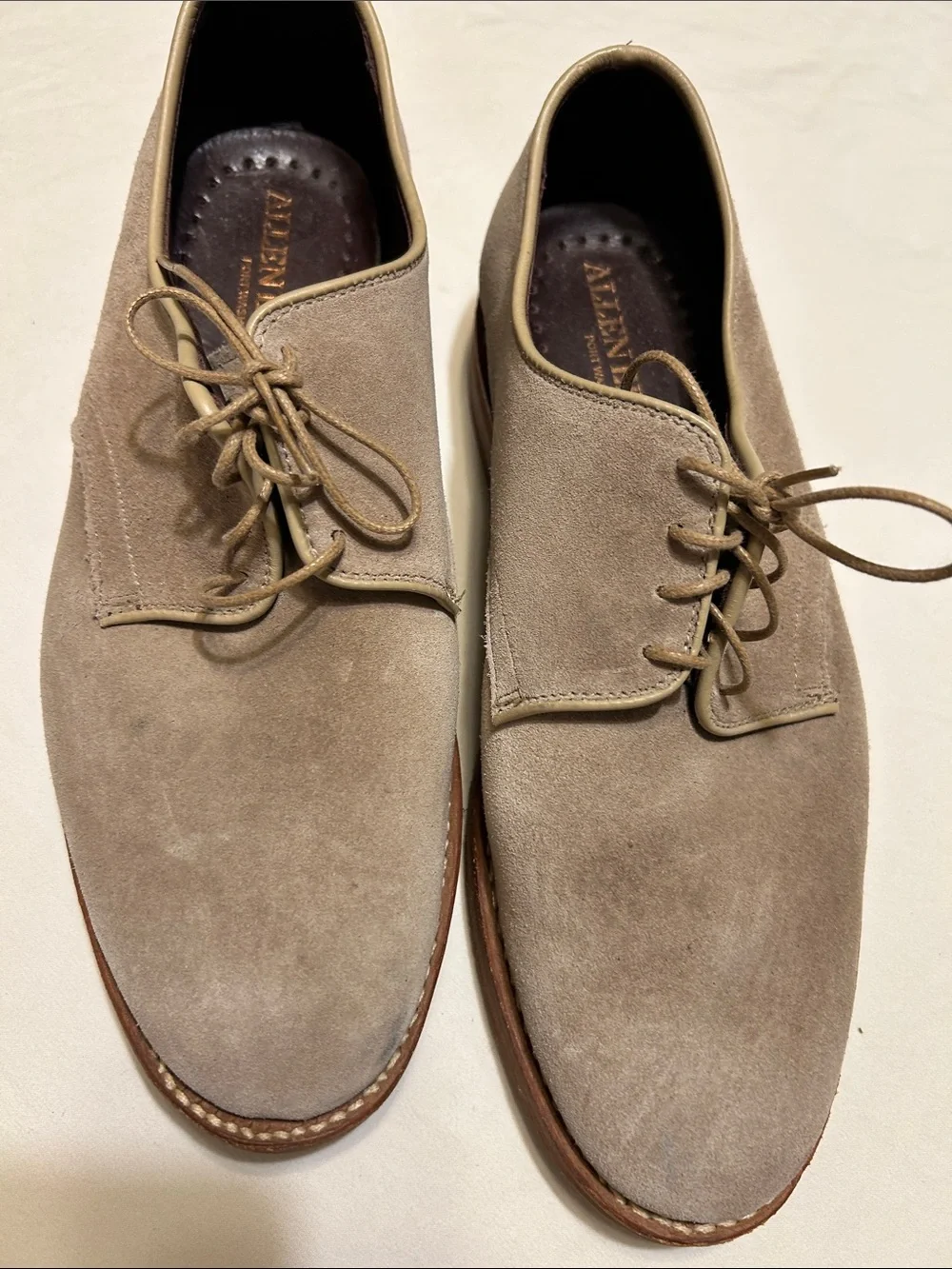 Allen Edmonds Taupe Suede Derby Shoes